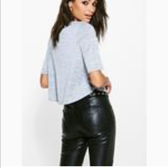 Boohoo Swing Crop Top Grey Heather, Lace Up! - Picture 2 of 9